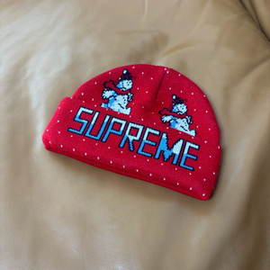 슈프림 비니 모자 21fw 스노우맨 레드