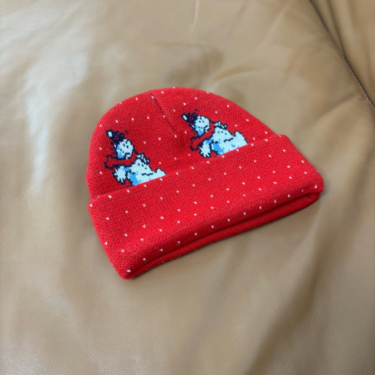 슈프림 비니 모자 21fw 스노우맨 레드--1
