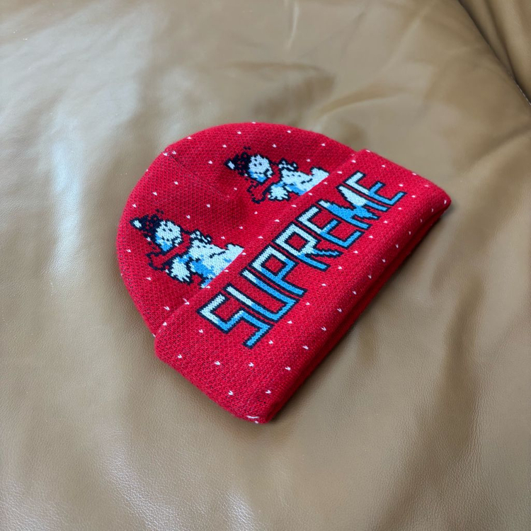 슈프림 비니 모자 21fw 스노우맨 레드--2