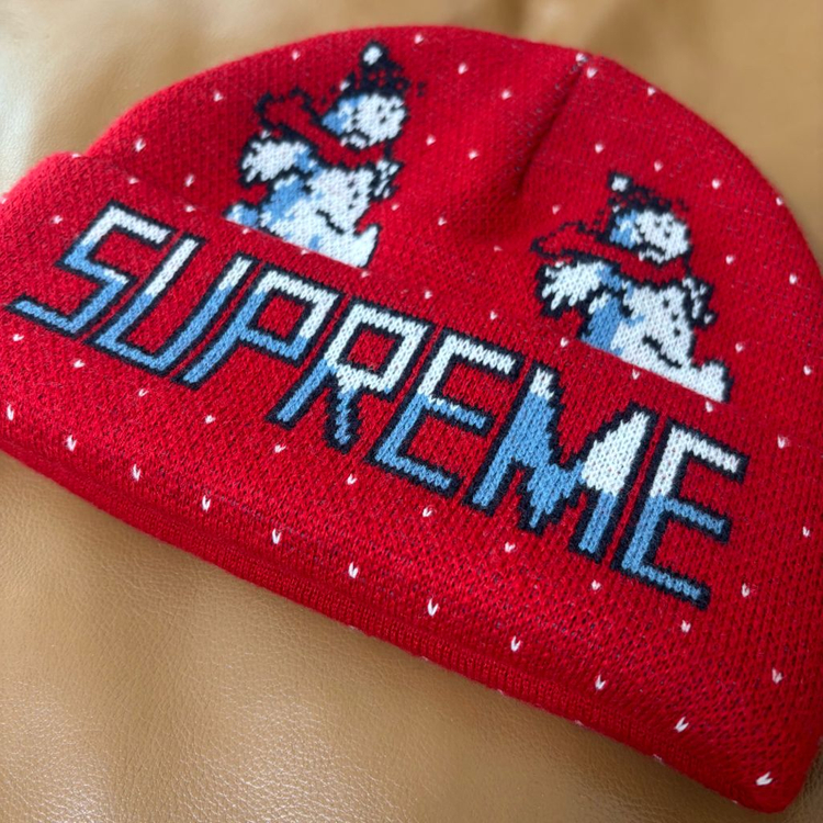 슈프림 비니 모자 21fw 스노우맨 레드--3