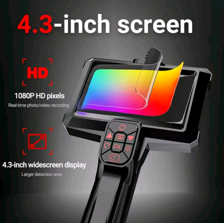 [새상품] 5M 사진,녹화 4.3인치 고화질 듀얼내시경카메라 SD 충전지교체식 배관검사 누수탐지--1