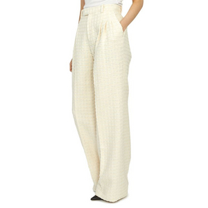 정품 구찌 더블 G 버튼 여성 트위드 팬츠 아이보리