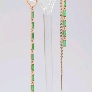 14k 사각에멜 언발체인 드롭 귀걸