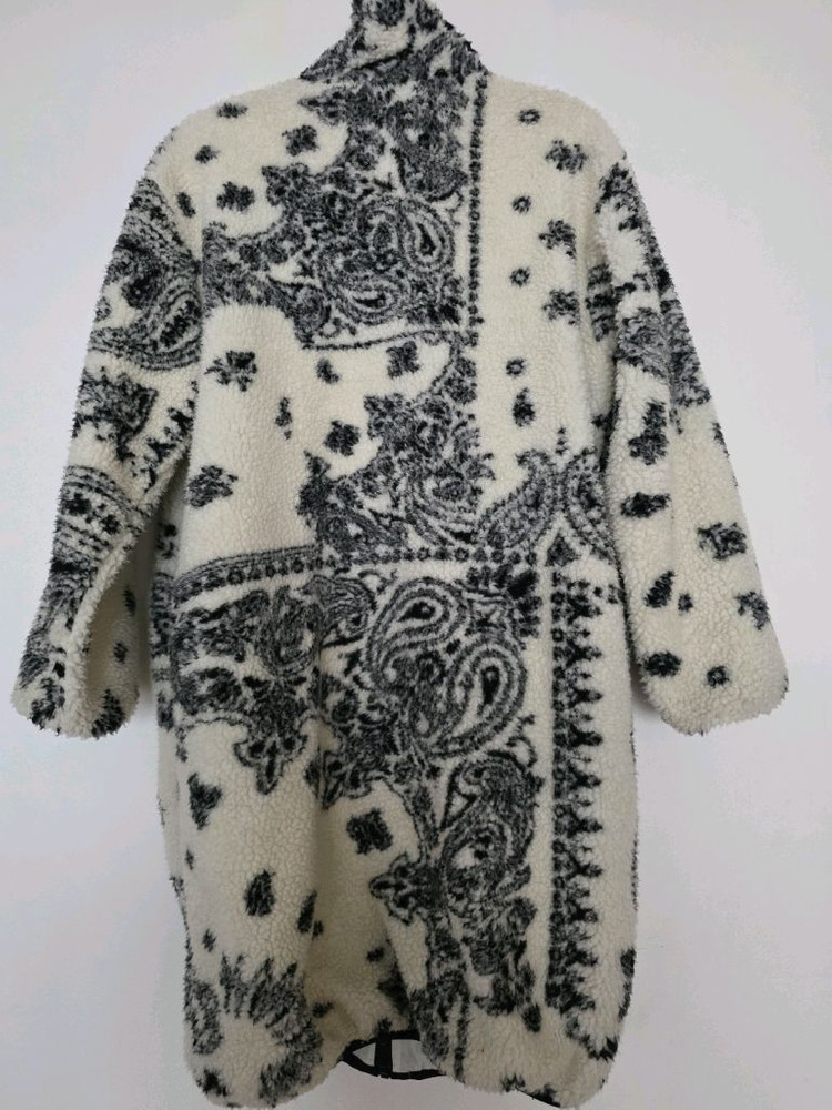 미미씨엘 페이즐리 패턴 후리스 롱점퍼--1