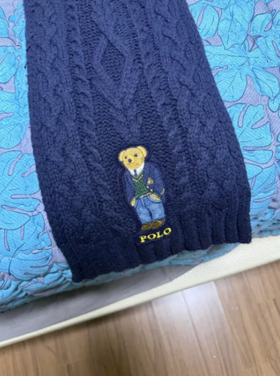 폴로 랄프로렌 곰돌이 니트 목도리 네이비 이미지