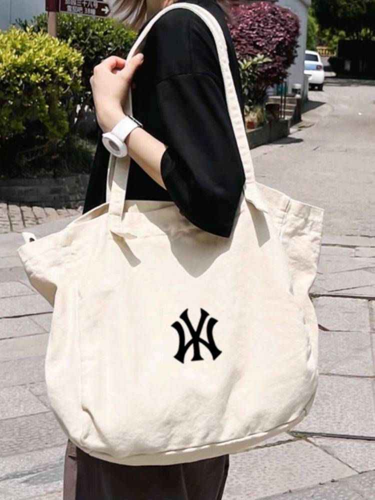 MLB 가방 캔버스 숄더백 에코백 대용량 스쿨백 카멜--2