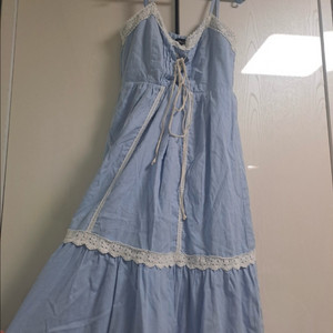 레이스 끈 나시 롱 원피스