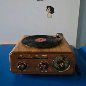 턴테이블 모양 레트로 라디오 블루투스 스피커