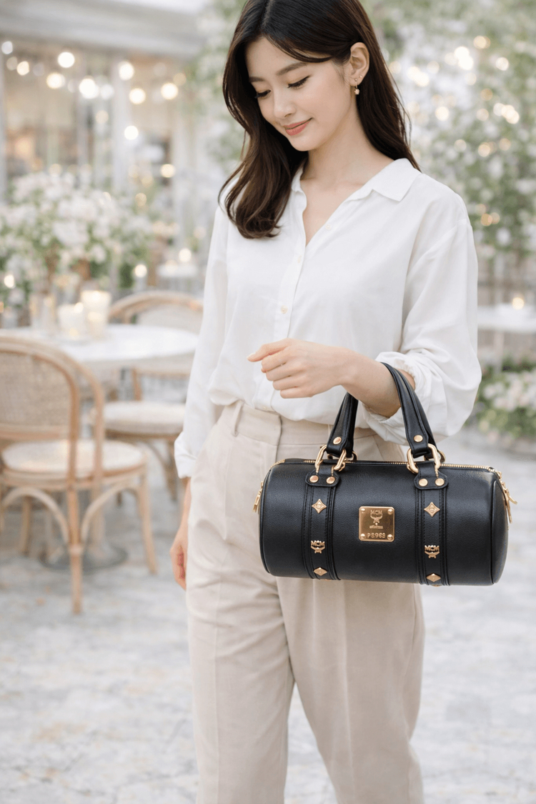 미사용 MCM 정품 보스턴 원통 토트백 숄더백 겸용 이미지