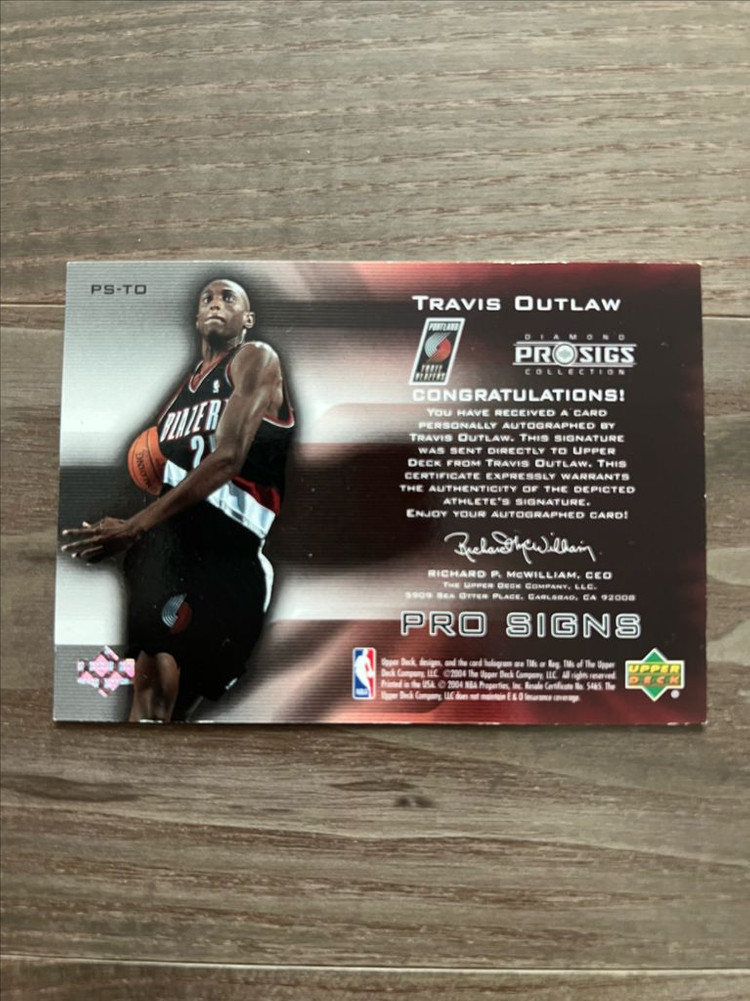 트래비스 아웃로 NBA 친필사인 카드 이미지