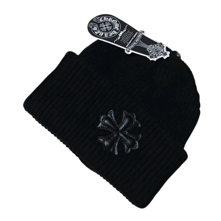 캐쥬얼 힙합 스타일 크롬 십자가 패치 니트 비니 남여공용 < 블랙 >--7