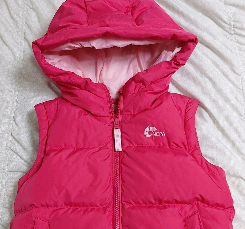 아동 네파키즈 덕다운패딩베스트120 핑크패딩조끼 시착외새상품--1