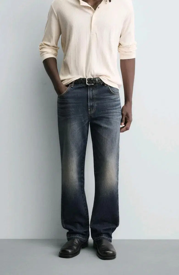 36) 자라 플레어핏진 중청 미드블루 6688 448 워싱 데님 이미지