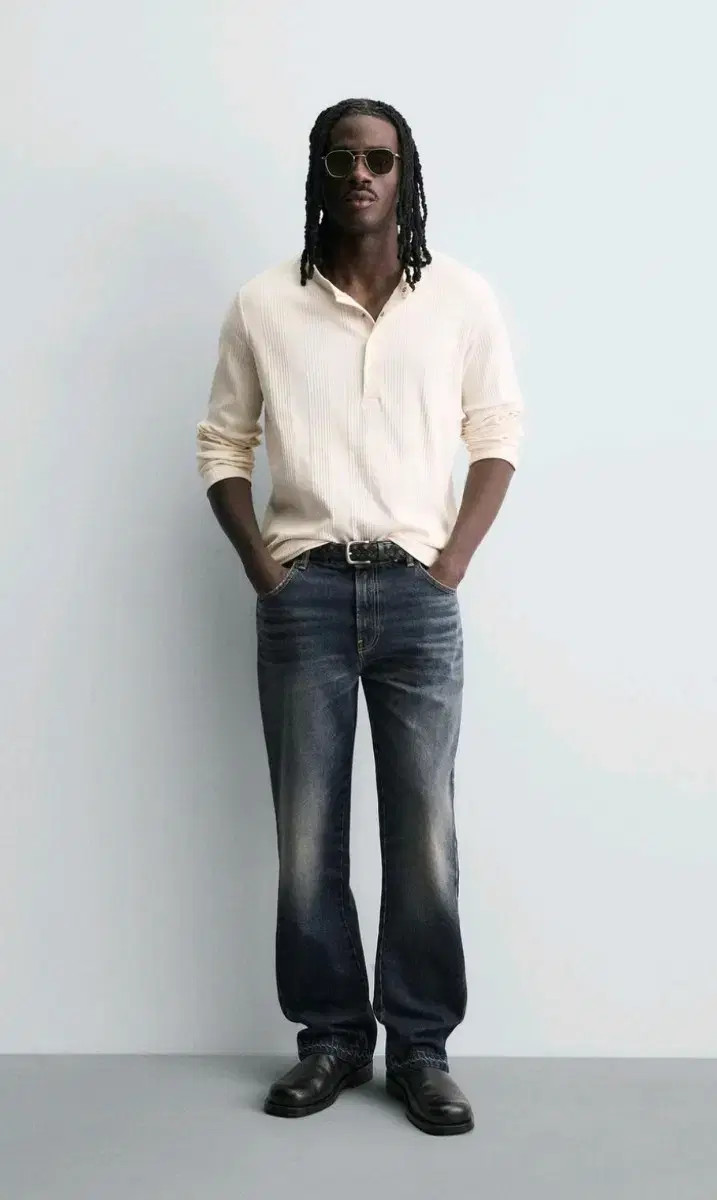 36) 자라 플레어핏진 중청 미드블루 6688 448 워싱 데님 이미지