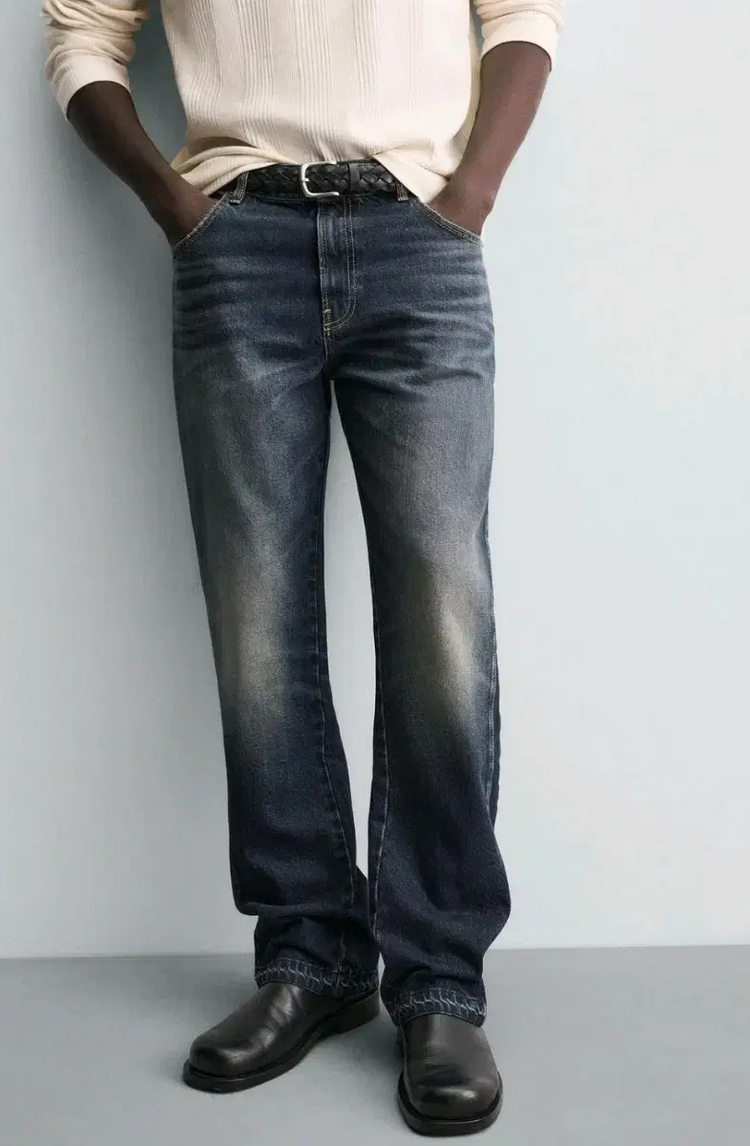 36) 자라 플레어핏진 중청 미드블루 6688 448 워싱 데님 이미지