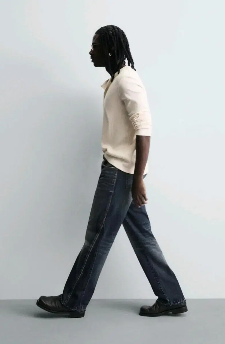 36) 자라 플레어핏진 중청 미드블루 6688 448 워싱 데님 이미지