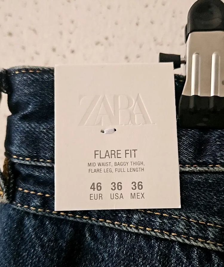 36) 자라 플레어핏진 중청 미드블루 6688 448 워싱 데님 이미지