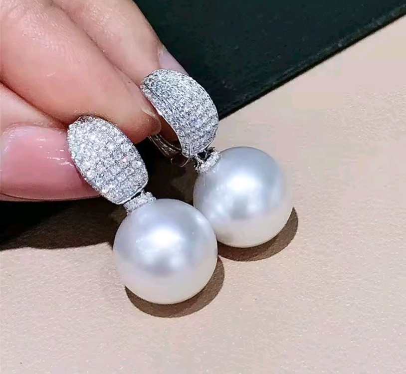 우아하고 세련된 고급 진주 귀걸이()새것--0