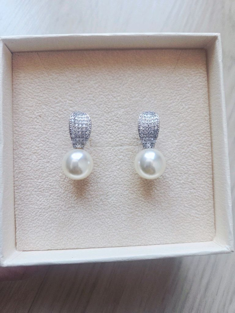 우아하고 세련된 고급 진주 귀걸이()새것--2