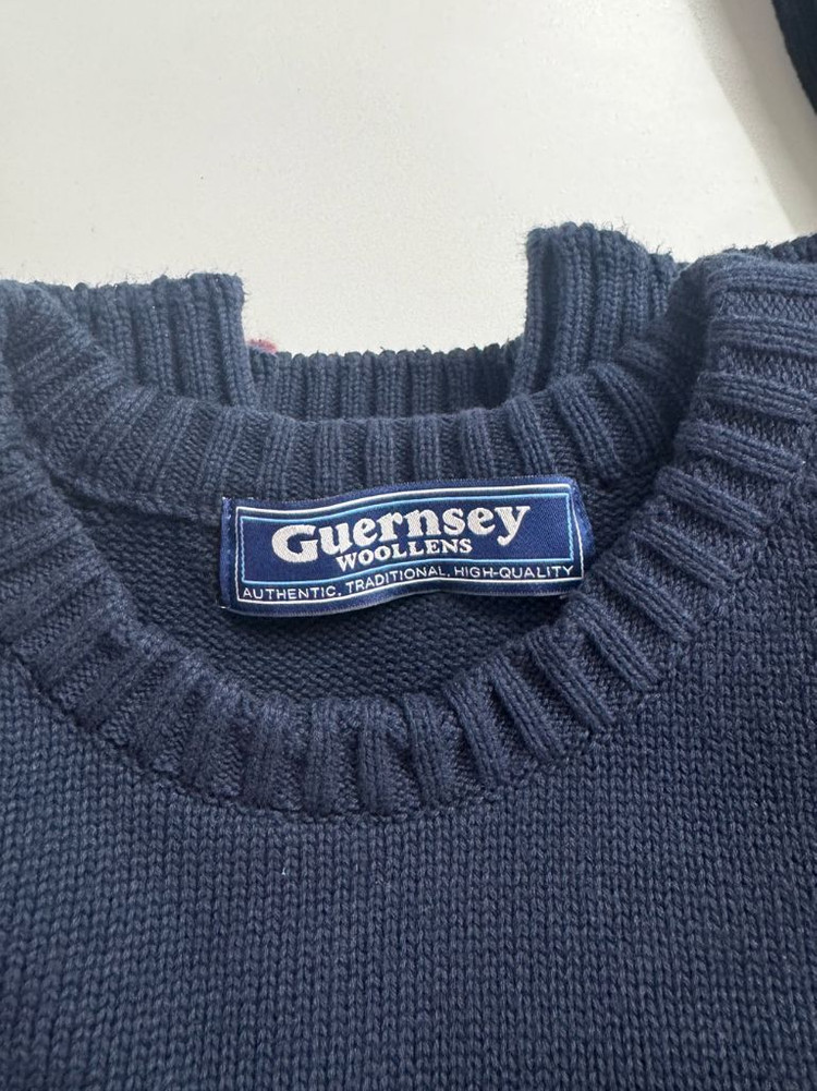 [XL] 건지울른스 니트 코튼 나그랑 크루넥 스웨터 Navy--3