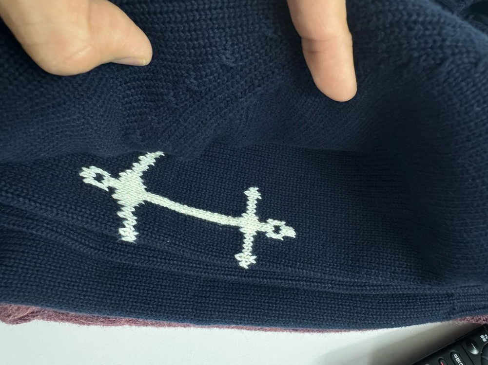 [XL] 건지울른스 니트 코튼 나그랑 크루넥 스웨터 Navy--4