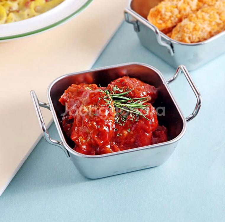 스텐접시, 사각볼 새상품--5