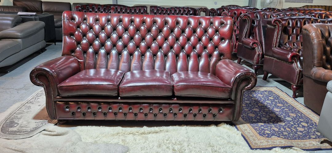영국 오리지날 체스터필드 최고급 전체 천연가죽 3인소파--1