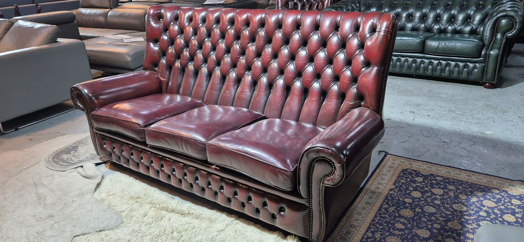 영국 오리지날 체스터필드 최고급 전체 천연가죽 3인소파--3