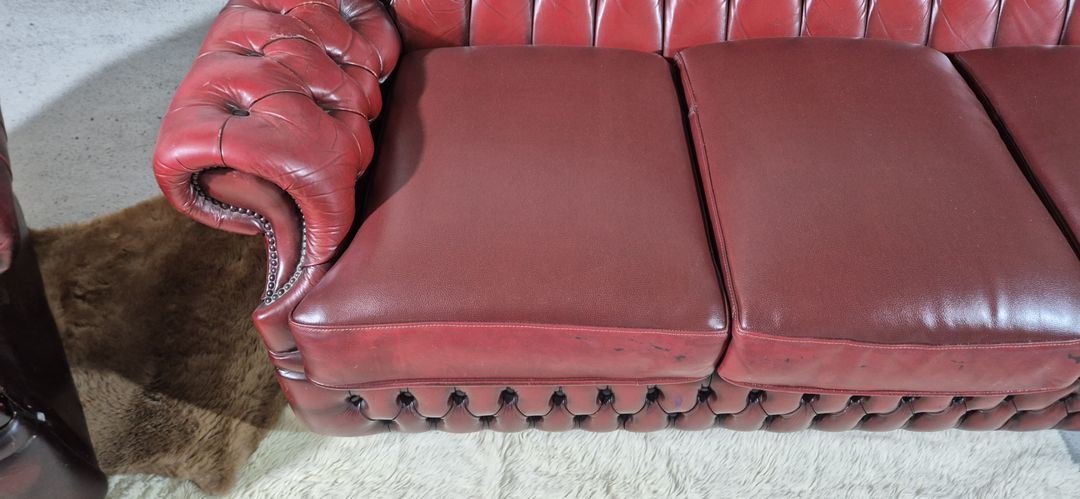 영국 체스터필드 최고급 전체 천연가죽 3+1+1인소파--7