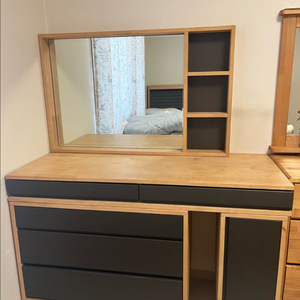 원목 화장대 거울 수납장 세트