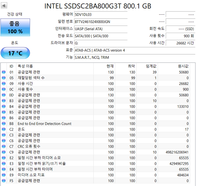 인텔 DC S3700 800GB 2.5인치 SSD 3개--1