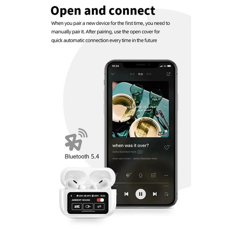 ANC/ENC 스크린 블루투스 이어폰 미개봉--8