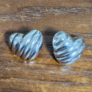 미국빈티지 실버 볼드&헤비 하트귀걸이