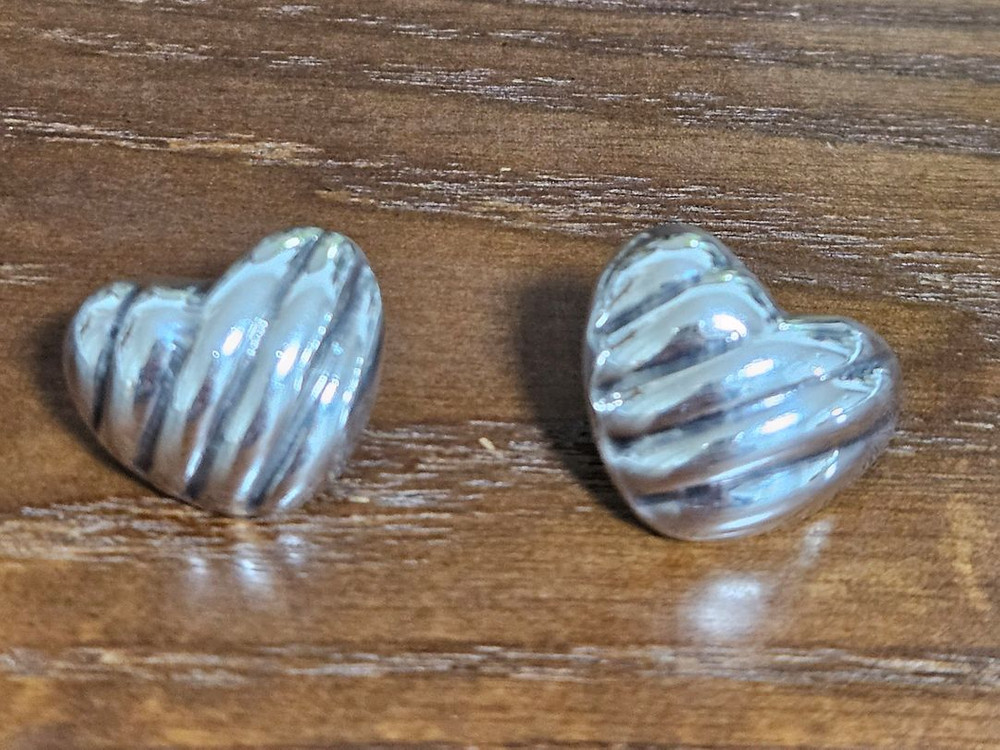 미국빈티지 실버 볼드&헤비 하트귀걸이--1