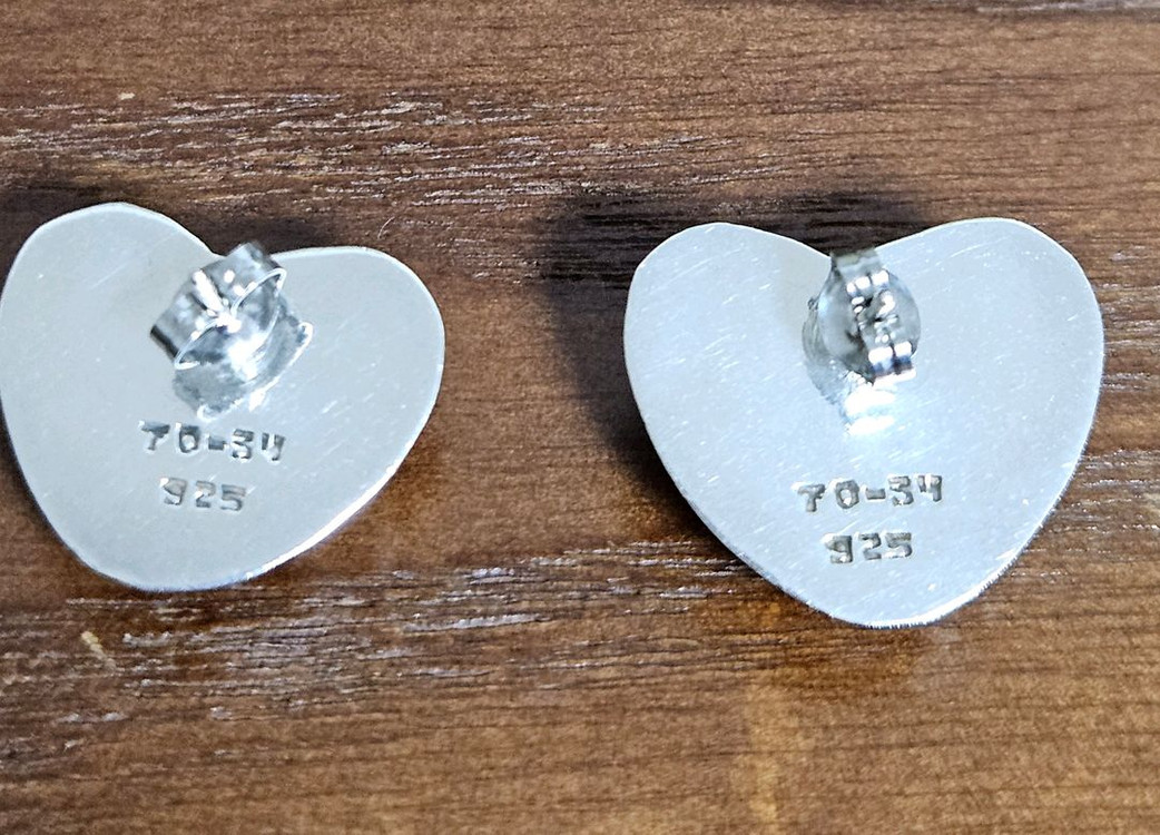 미국빈티지 실버 볼드&헤비 하트귀걸이--2