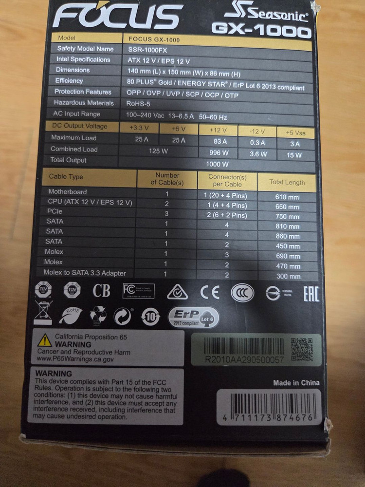 시소닉 FOCUS GOLD GX-1000 풀모듈러 1000W 파워--2