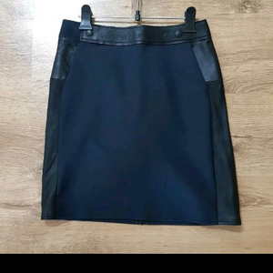 랑방 고급 가죽 배색 스커트