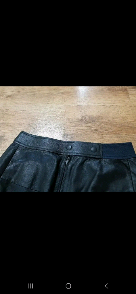 랑방 고급 가죽 배색 스커트--1