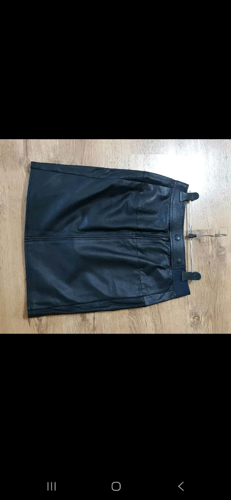 랑방 고급 가죽 배색 스커트--3