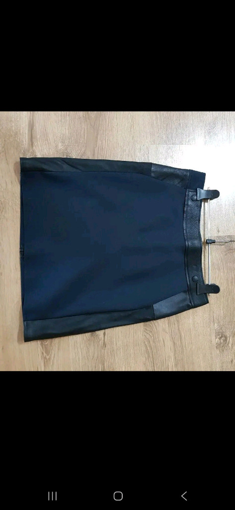 랑방 고급 가죽 배색 스커트--4