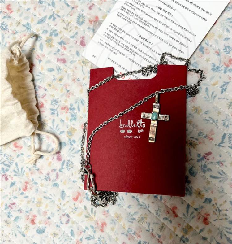 불레또 BULLETTO BP-N08 터키석 크로스 십자가 목걸이--5