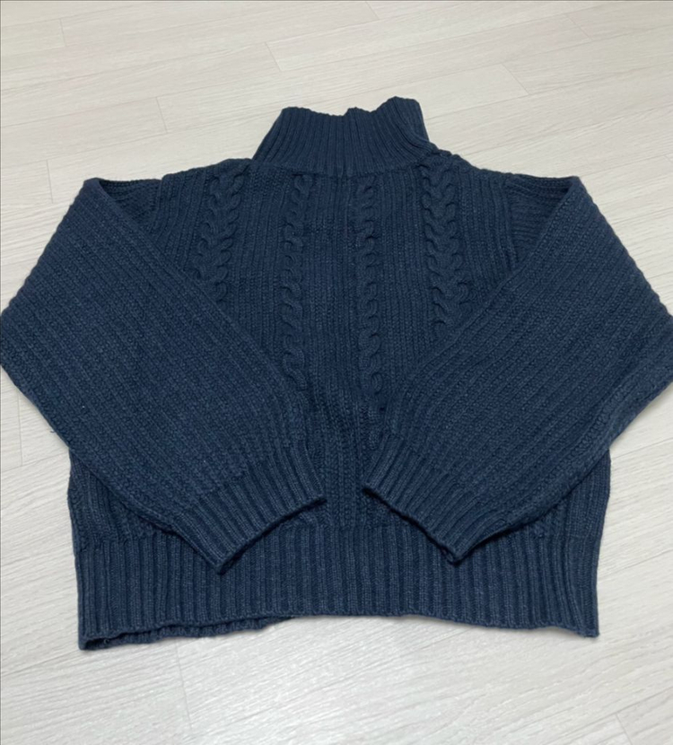 블루브릭 캐이블 니트 가디건 네이비--2