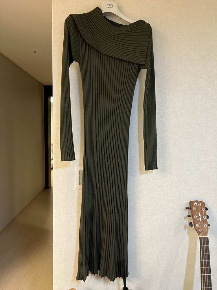 arket 아르켓 폴드오버 니트드레스 카키 이미지