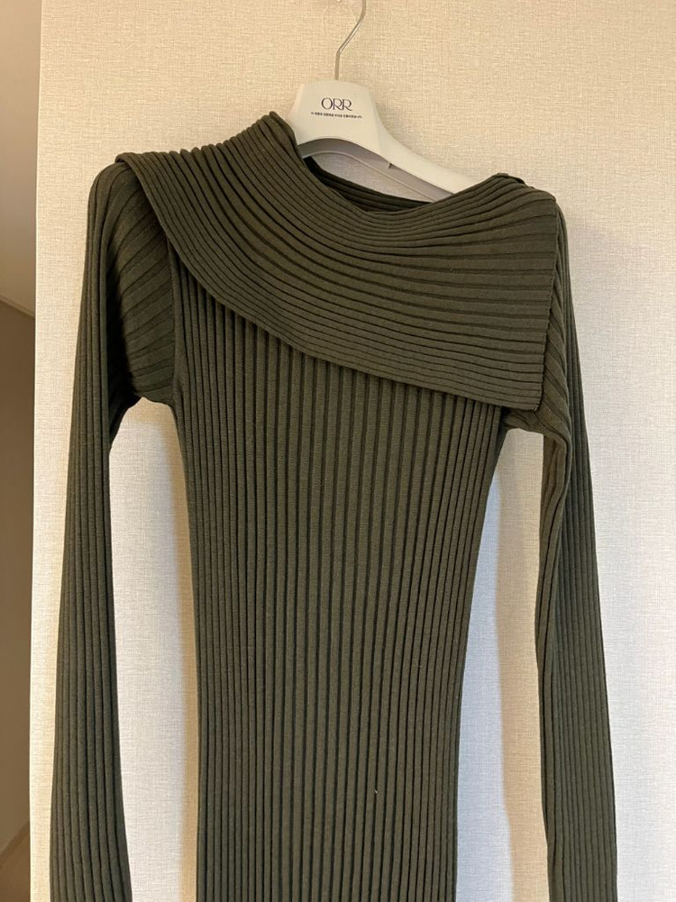 arket 아르켓 폴드오버 니트드레스 카키 이미지