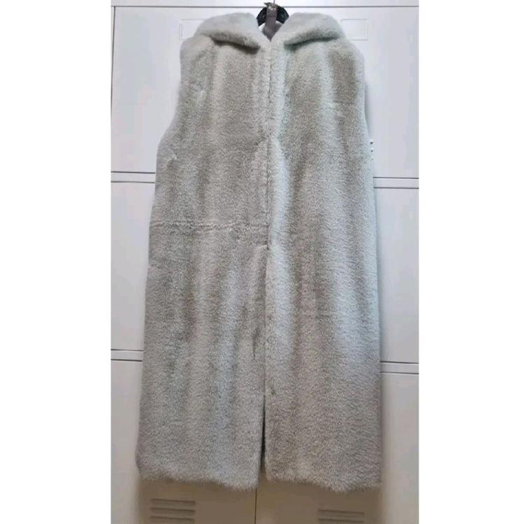 페이크 밍크 후드 퍼 베스트 - 프리 (벨트포함) 이미지