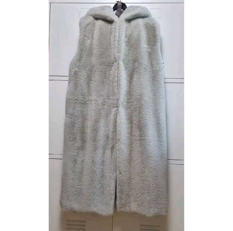 페이크 밍크 후드 퍼 베스트 - 프리 (벨트포함) 이미지