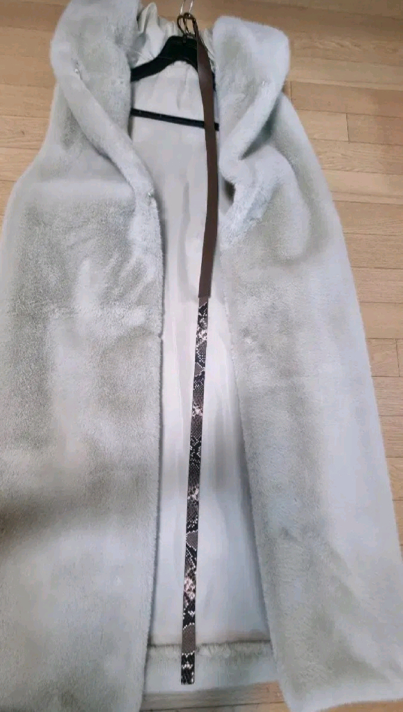 페이크 밍크 후드 퍼 베스트 - 프리 (벨트포함) 이미지