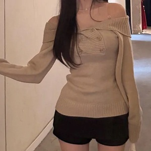 오프숄더 여리핏 니트