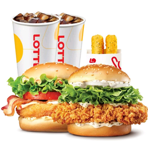 롯데리아 통다리 치킨버거+새우버거 2인팩 세트