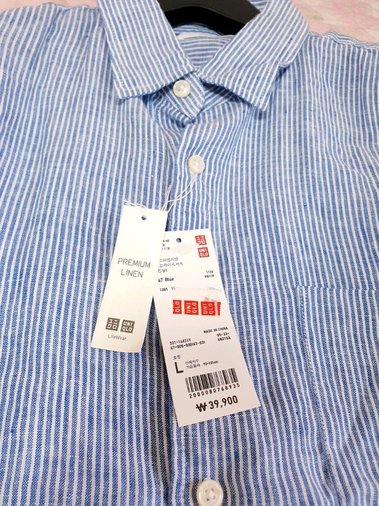 (미사용) 유니클로 프리미엄 리넨 셔츠 L--3